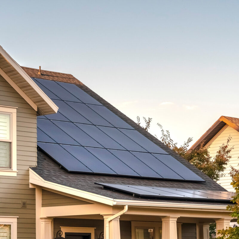 Solar panels on a house.