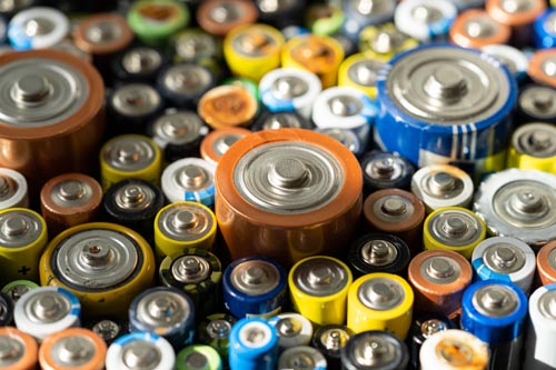 Colorful variety of batteries