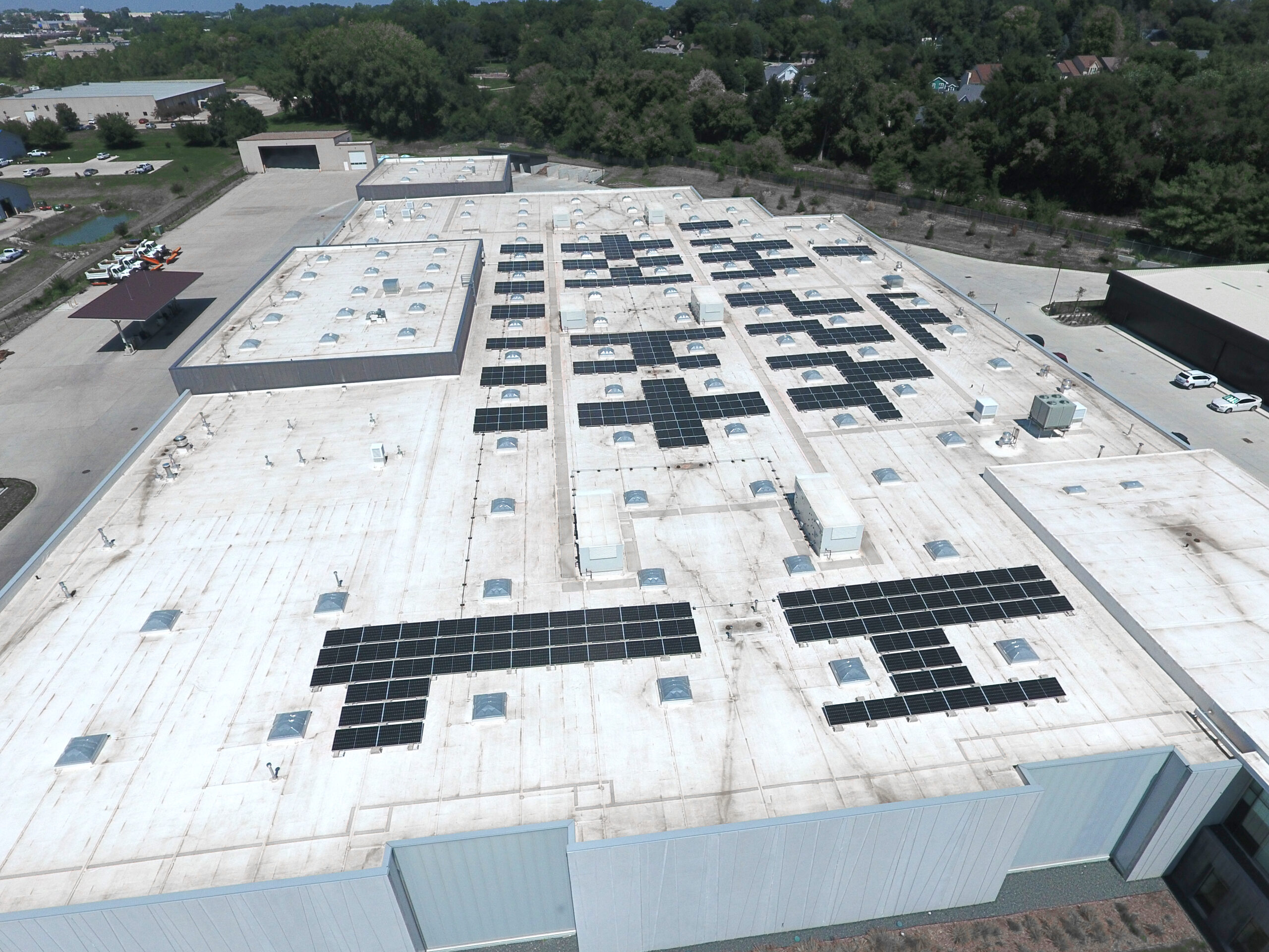 Birds-Eye View of Solar Panels on Urbandale Parks and Public Works Maintenance Facility